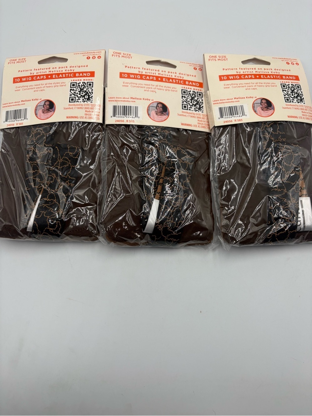 3 Pack Cantu 10 Wig Caps & Elastic Band Brown Styling Kit Melissa Koby - Picture 3 of 3
